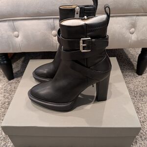 All Saints Black Heeled Boots with Chunky Heel
